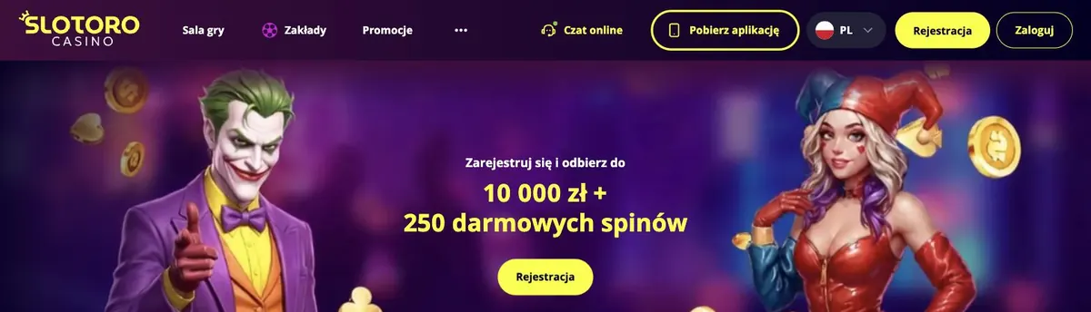 Slotoro casino - strona główna z bonusem 10 000 zł